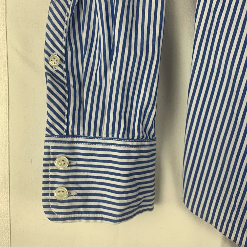 J. Crew women's large Haberdashery Blue white stripe Casual Button Down Shirt - Picture 4 of 9